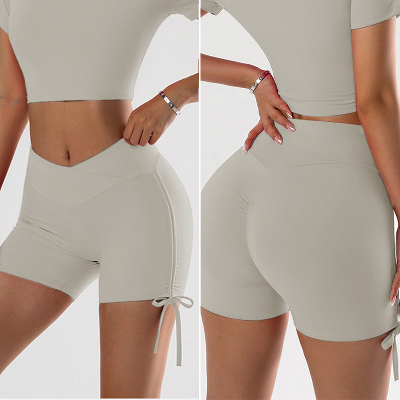 Rebecca High-Waist V-Waist Scrunch Butt Drawstring Yoga Workout Biker Shorts