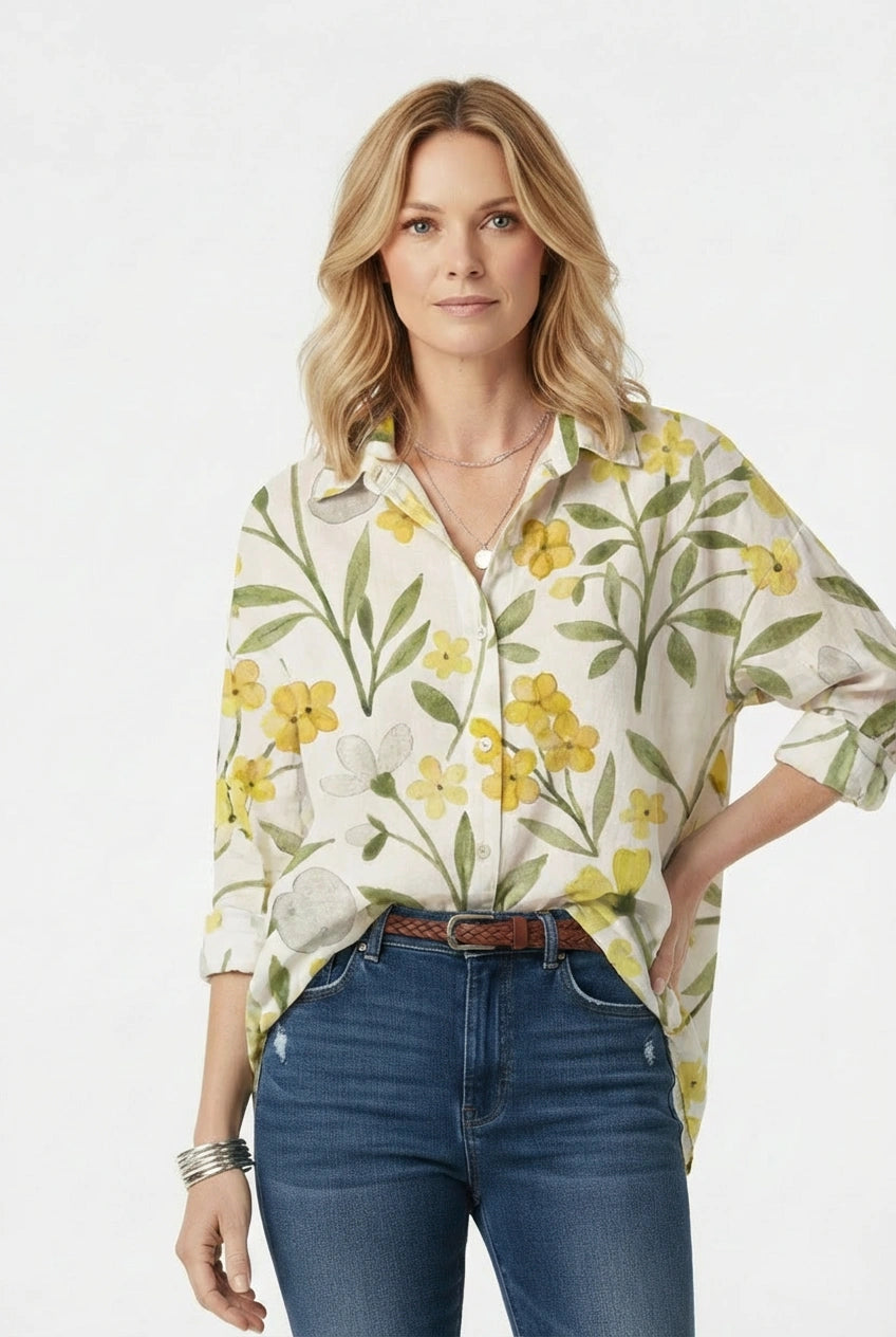Clara Classic Buttoned Floral Print Shirt