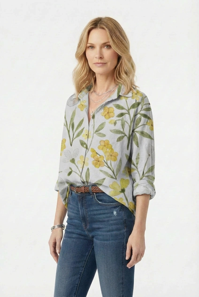 Clara Classic Buttoned Floral Print Shirt