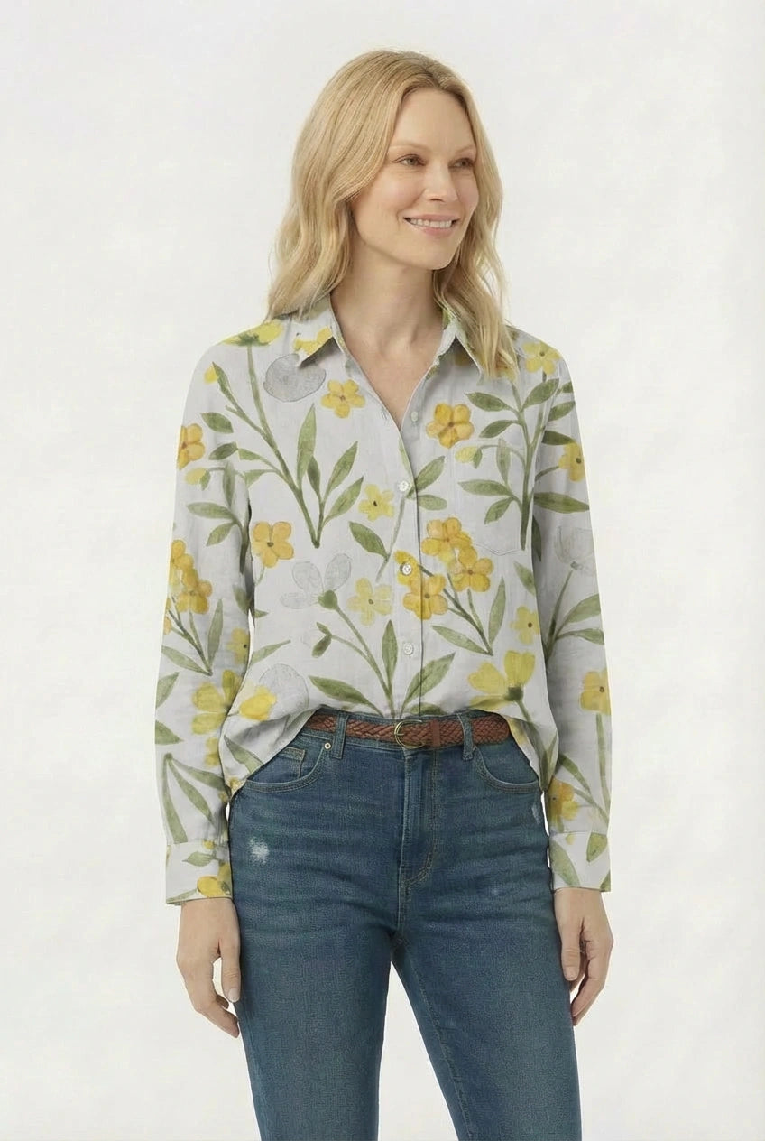 Clara Classic Buttoned Floral Print Shirt