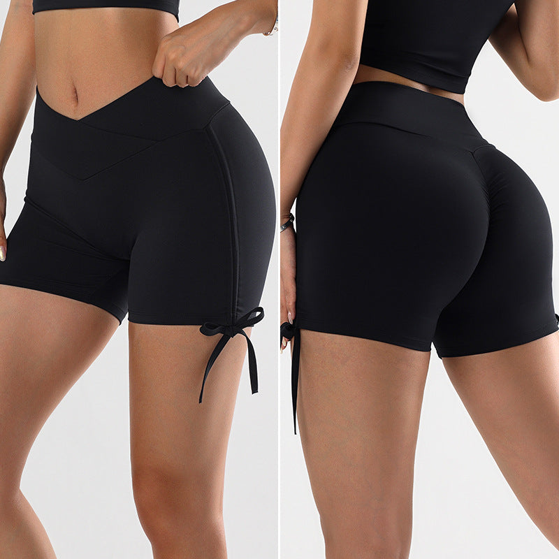 Rebecca High-Waist V-Waist Scrunch Butt Drawstring Yoga Workout Biker Shorts