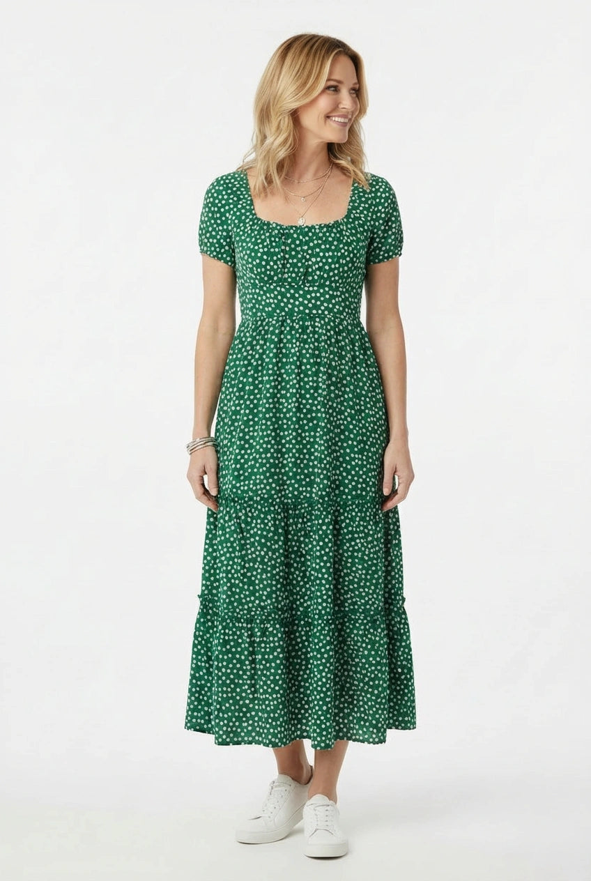 Sophie Vintage Print Ruffled Maxi Dress